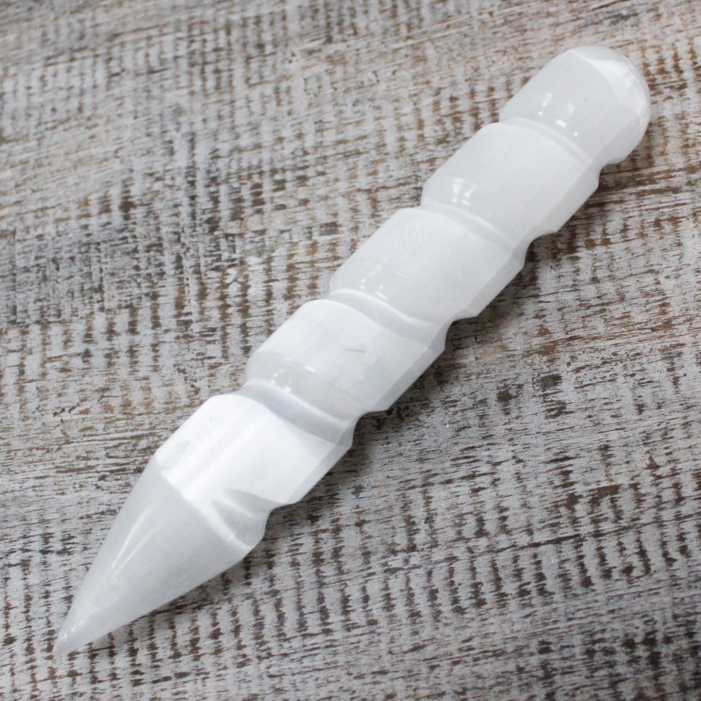Selenit-Spiralstäbe – 16 cm (Spitze an einem Ende)