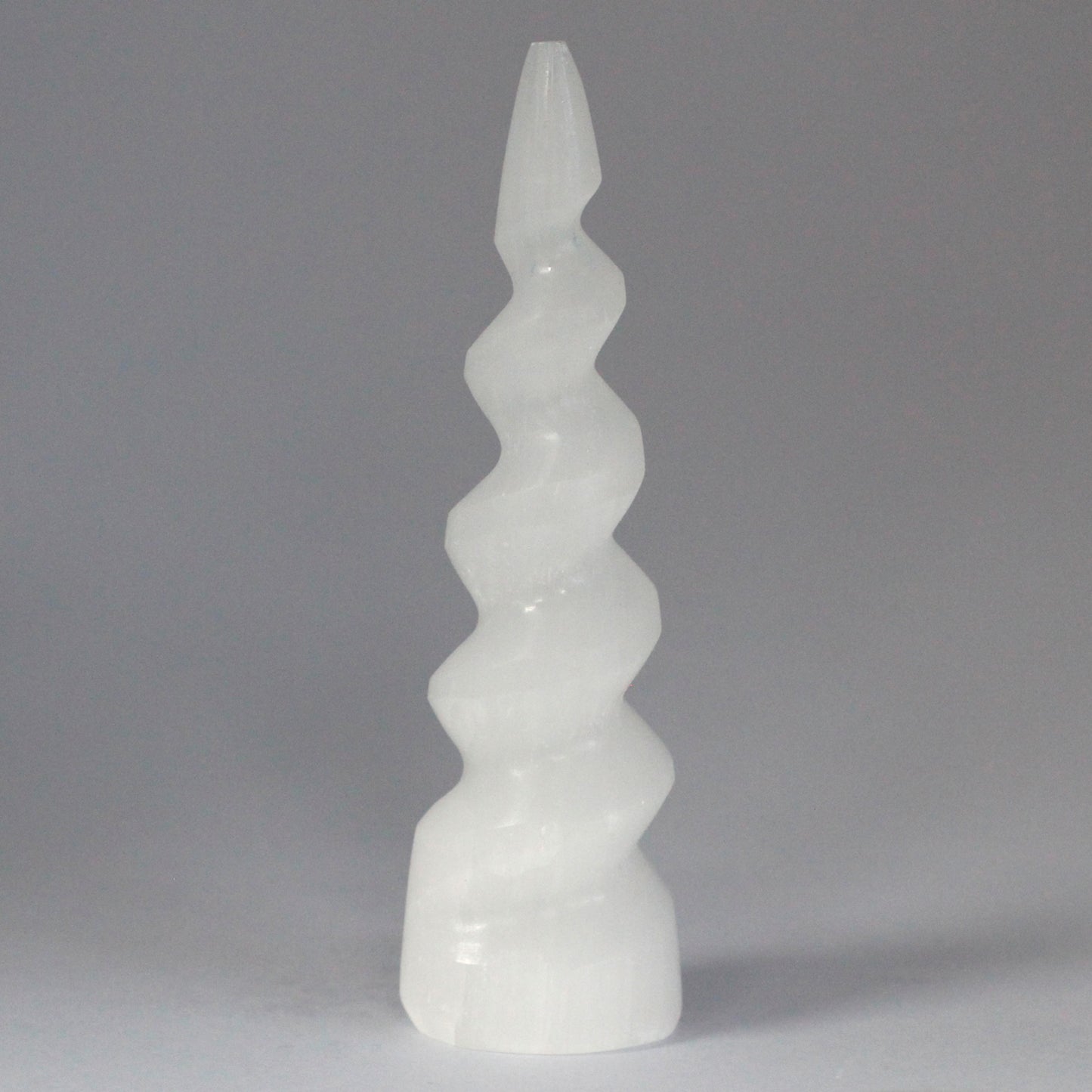 Selenit-Spiral-Einhorn-Hornturm – 15 cm