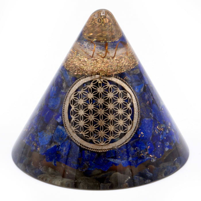 Orgonitkegel - Lapisblume des Lebens - Hängender Quarz - 90 mm
