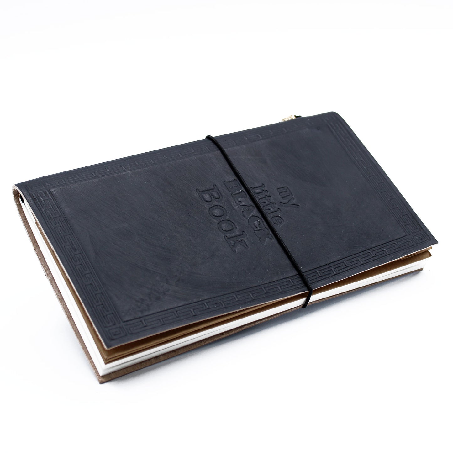 Handgefertigtes Ledertagebuch – My Little Black Book – Schwarz (80 Seiten)