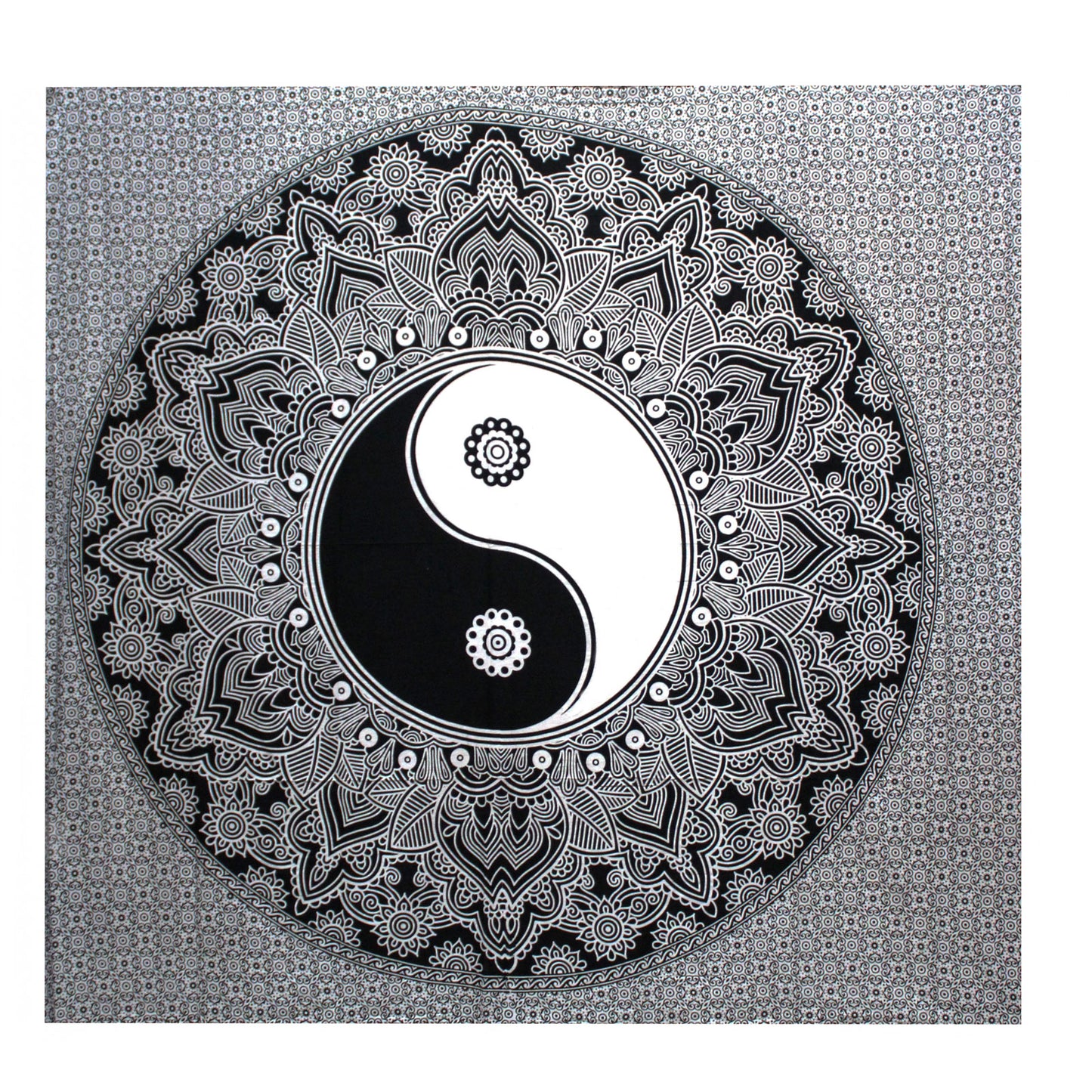 B&W Doppel-Tagesdecke aus Baumwolle + Wandbehang – Ying Yang