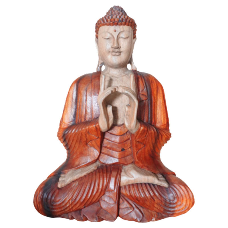 Handgeschnitzte Buddha-Statue – 60 cm, zwei Hände