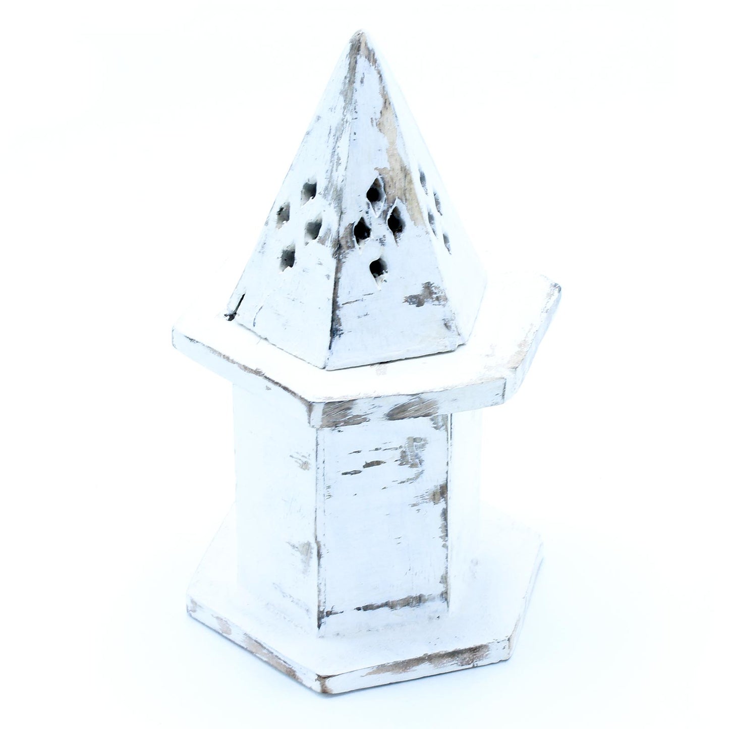 White Washed Räucherstäbchenhalter – Pyramiden-Minihaus