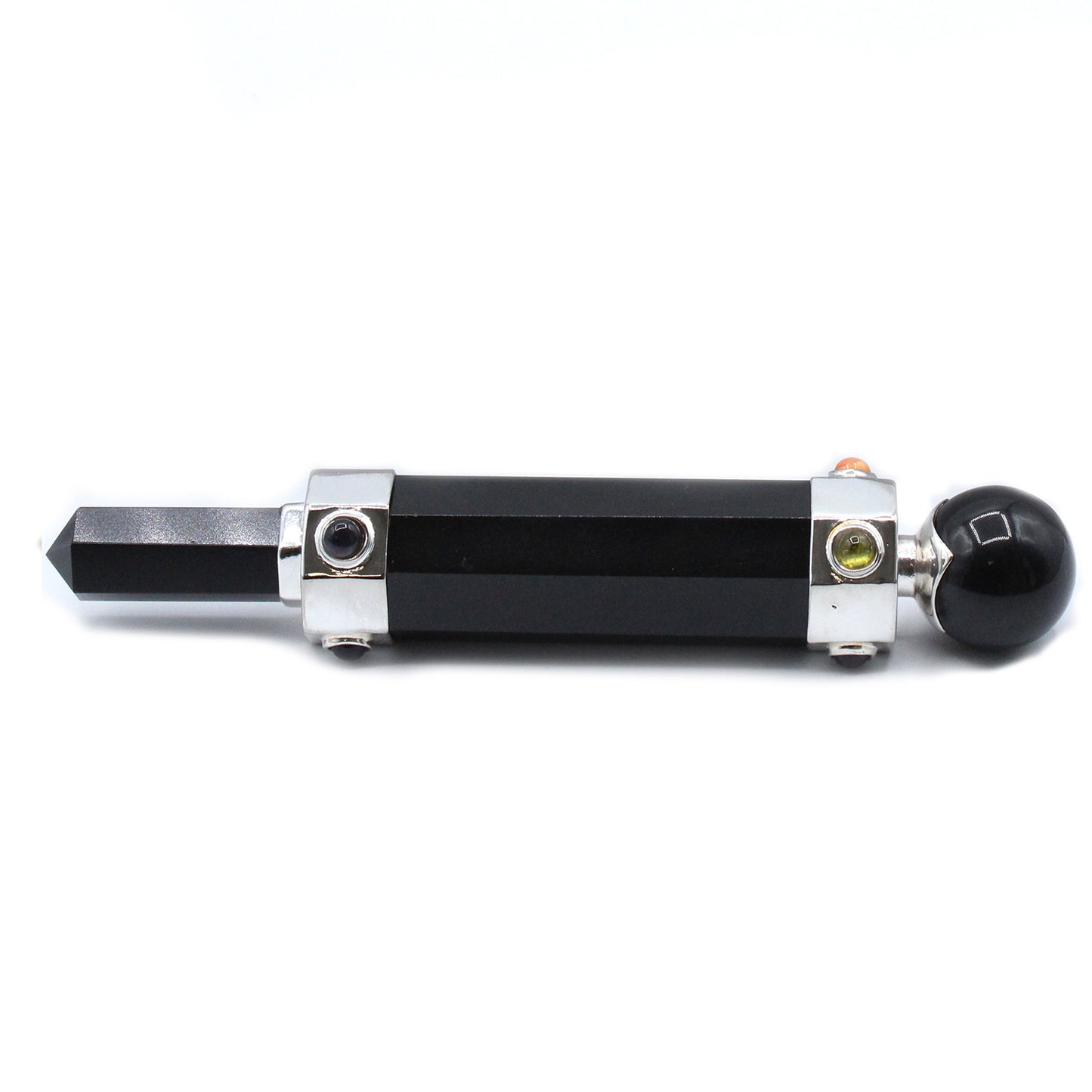 Hexagonal Kristallheilstab - 12 cm - Schwarzer Achat