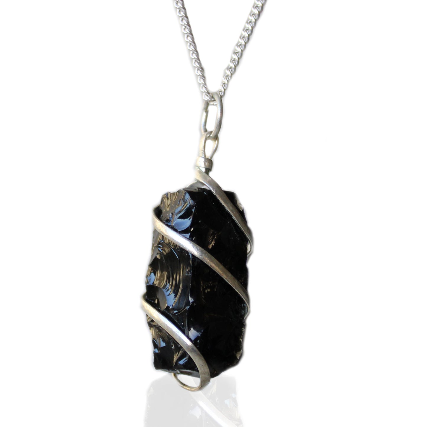 Kaskadenumwickelte Edelstein-Halskette – Rauer schwarzer Onyx