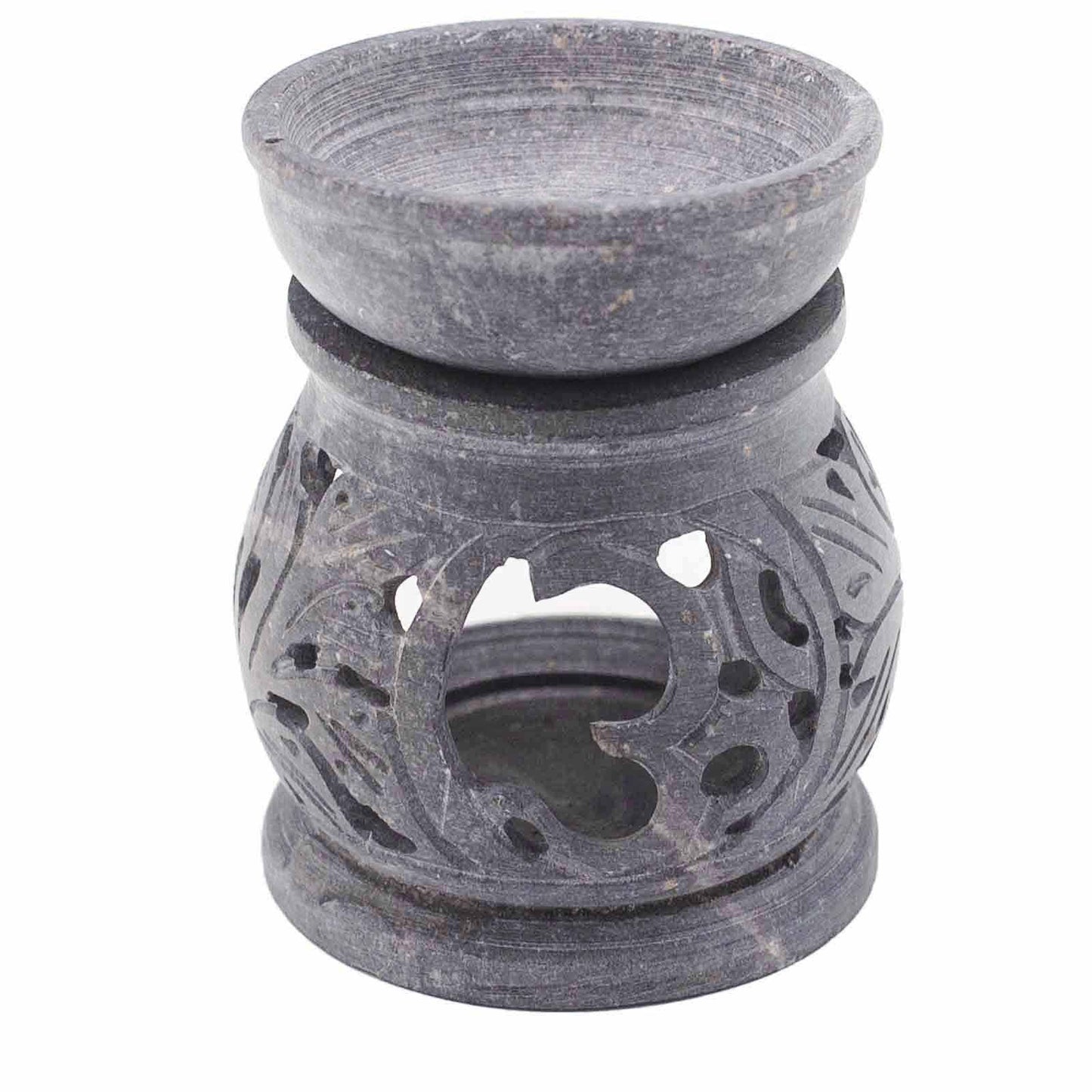 Small soapstone fragrance lamp 8 cm - Om