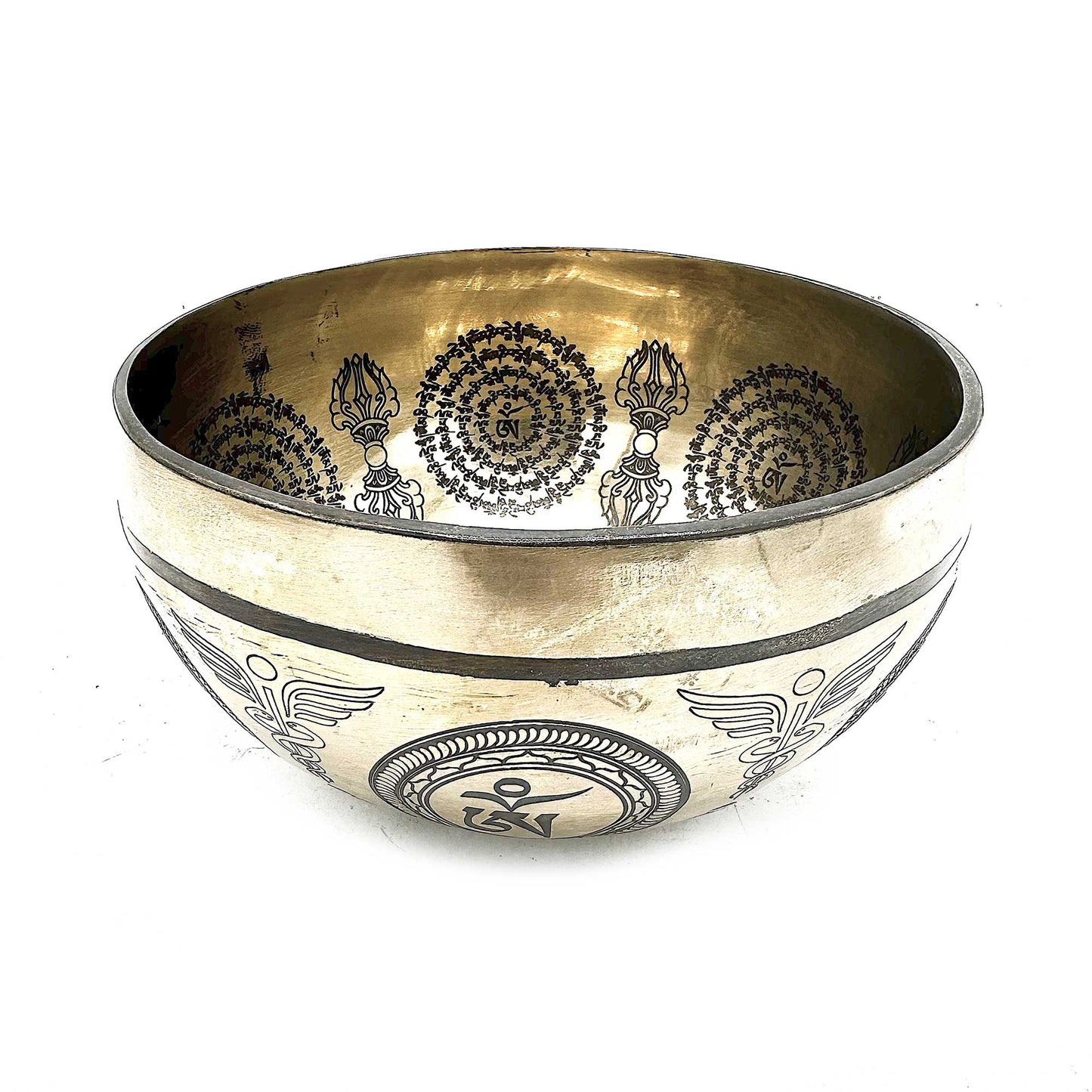 Tibetische Heilschale mit Gravur – 16 cm – Bodhi-Baum-Buddha
