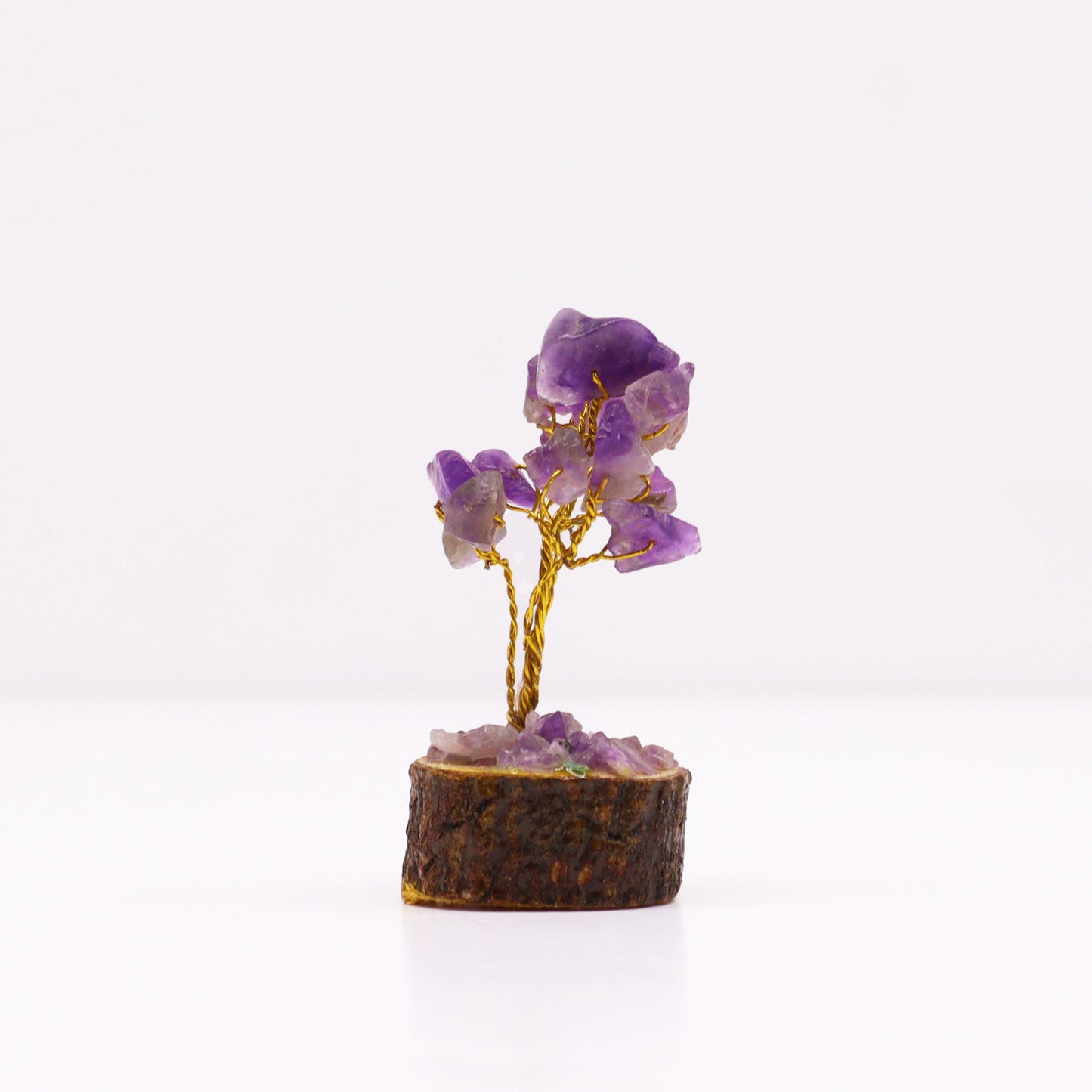 Mini-Edelsteinbäume auf Holzsockel – Amethyst (15 Steine)
