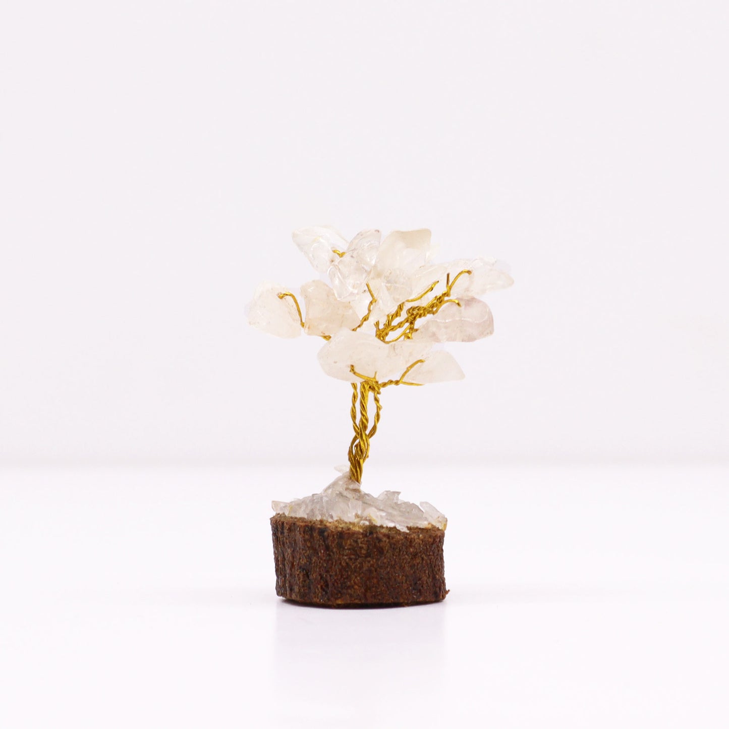 Mini-Edelsteinbäume auf Holzsockel – Bergquarz (15 Steine)