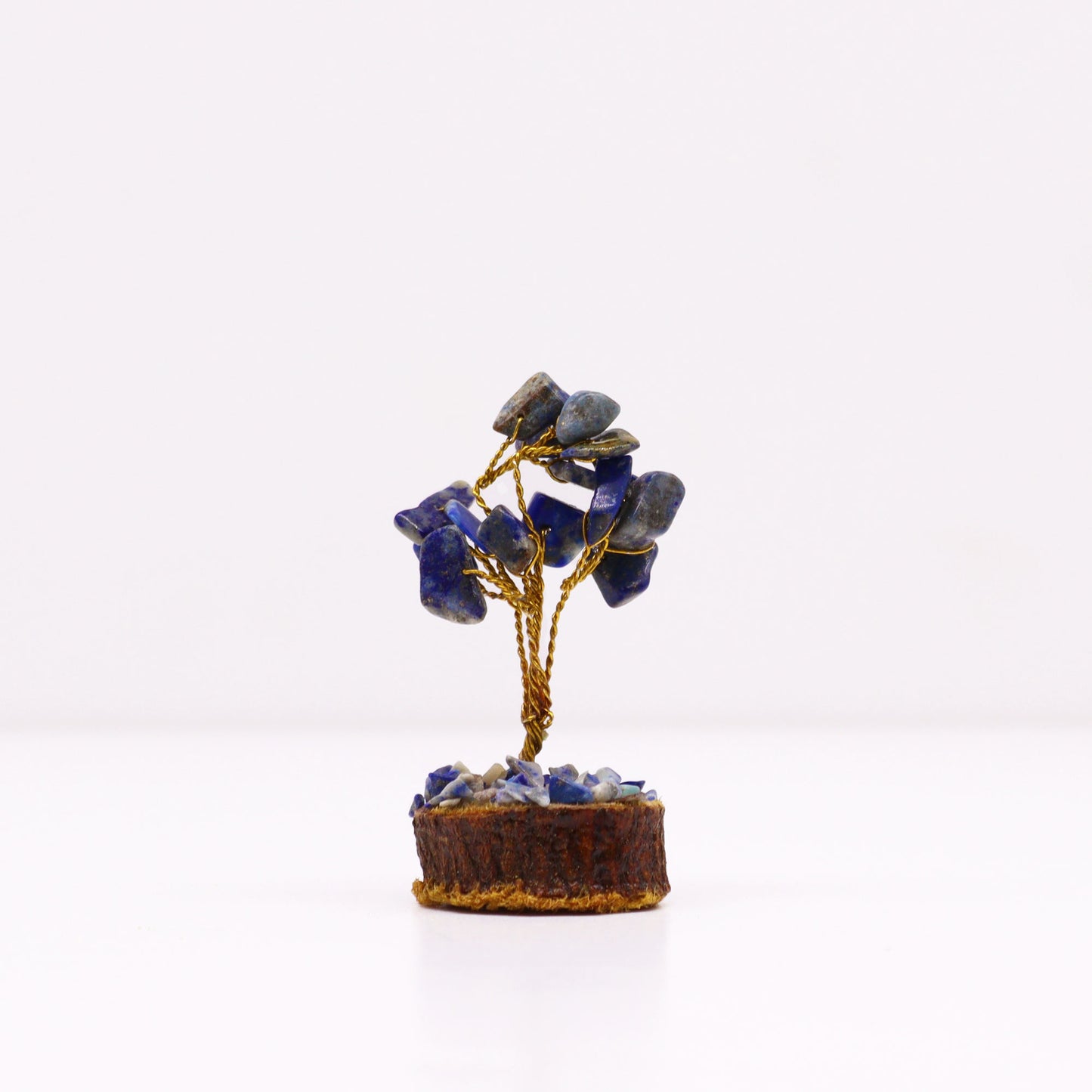 Mini-Edelsteinbäume auf Holzsockel – Sodalith (15 Steine)