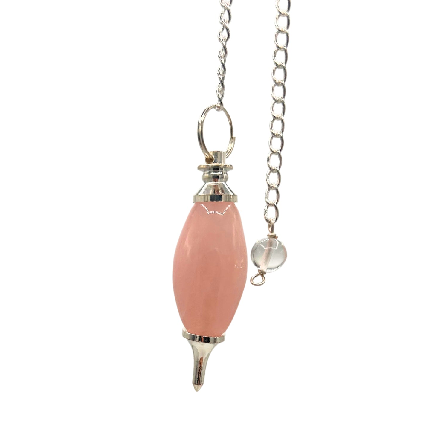 Lingam-shaped gemstone pendulum – rose quartz