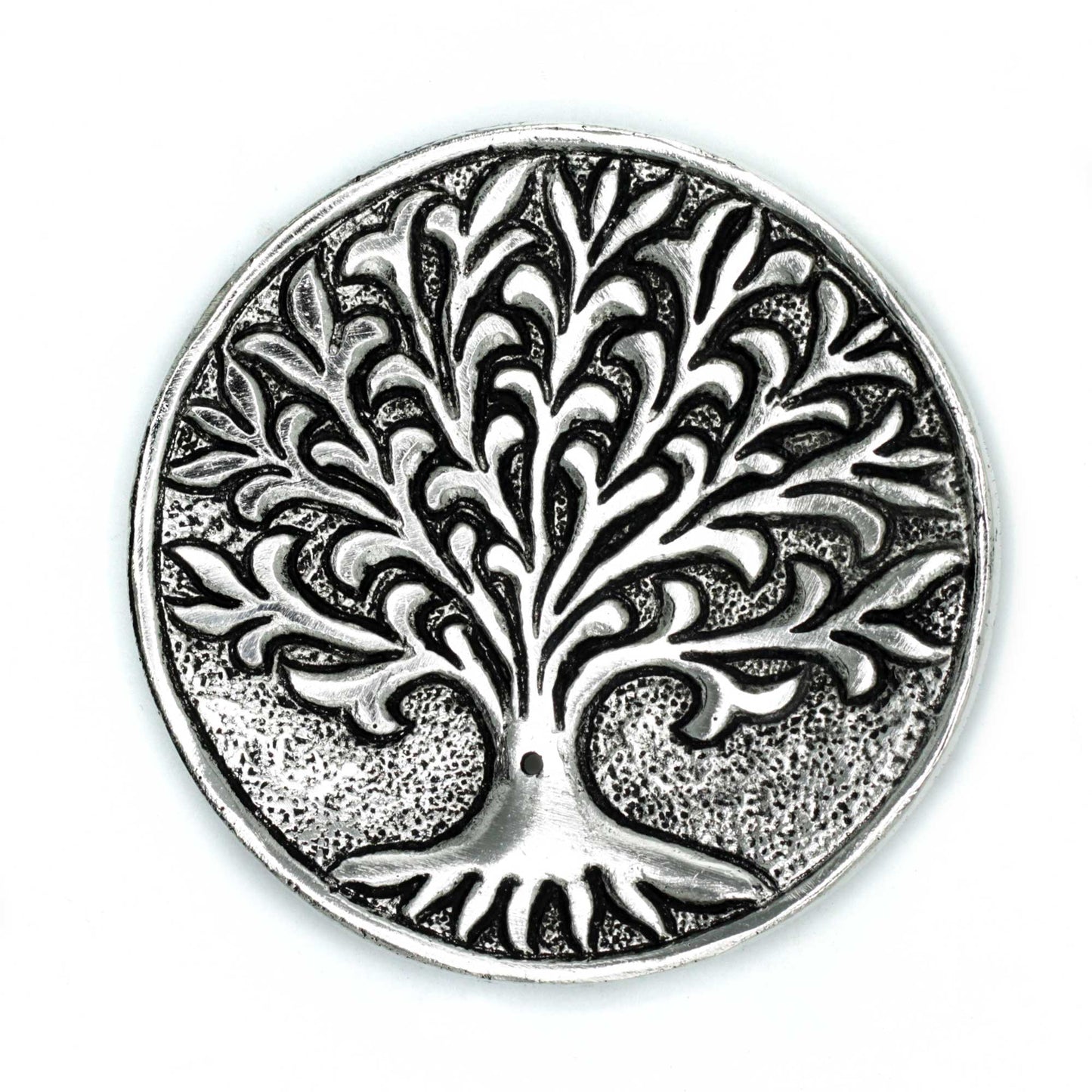 Räucherstäbchenhalter Lebensbaum aus poliertem Aluminium, 10 cm