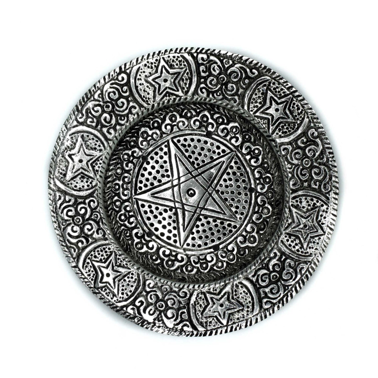 Polierter Pentagon-Räucherstäbchenhalter aus Aluminium, 11,5 cm