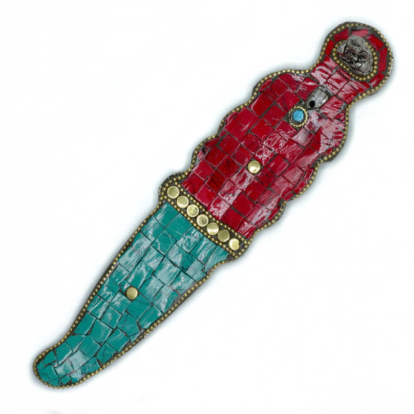 Tibetischer Räucherstäbchenhalter mit langem Buddha-Dolch