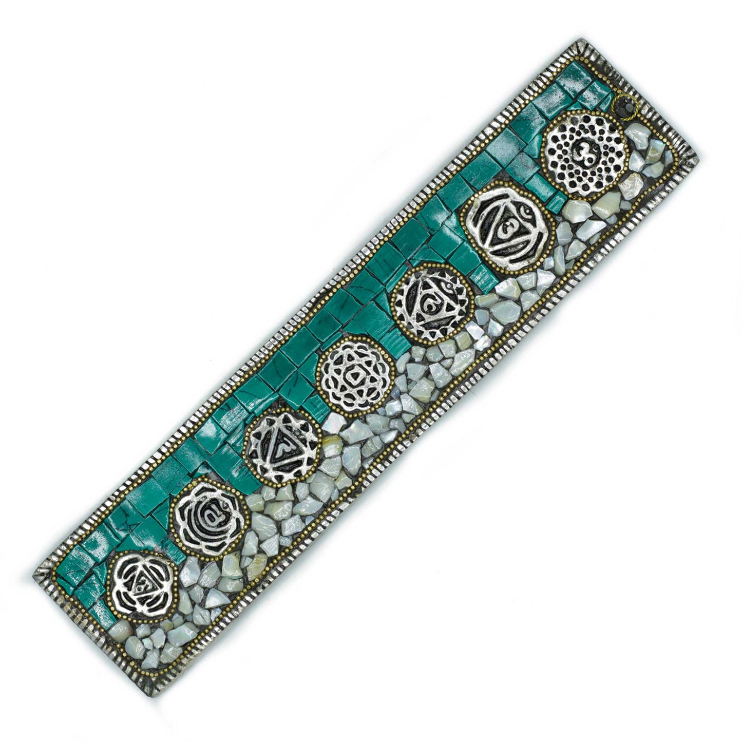 Sieben Chakra Räucherstäbchenhalter mit tibetischem Dekor
