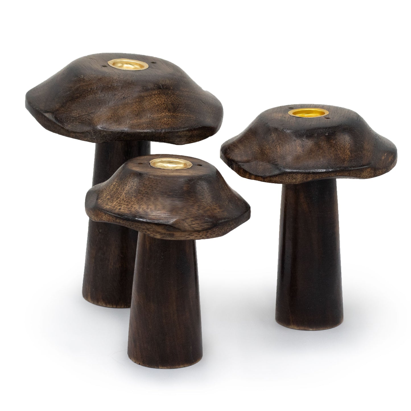 Set mit 3 flachen Räucherkegelpilzen (13 cm, 12 cm, 11 cm)