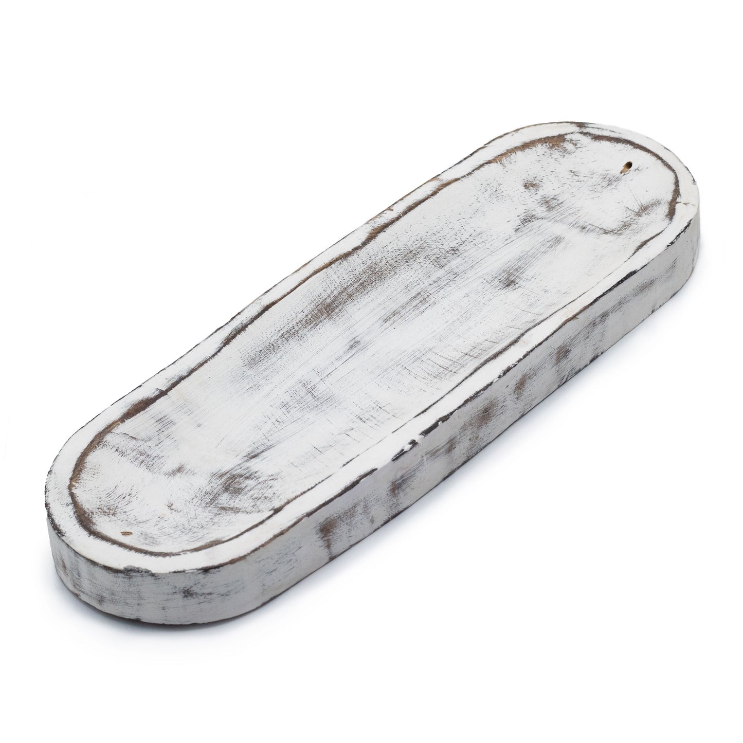 Großes Räucherstäbchentablett 30 x 10 cm – klassisches Weiß getüncht
