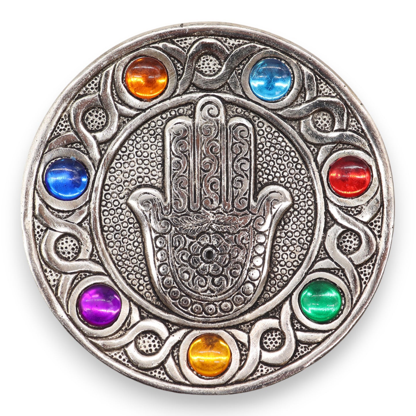 Sieben Chakra Hamsa Räucherstäbchenhalter 11,5 cm