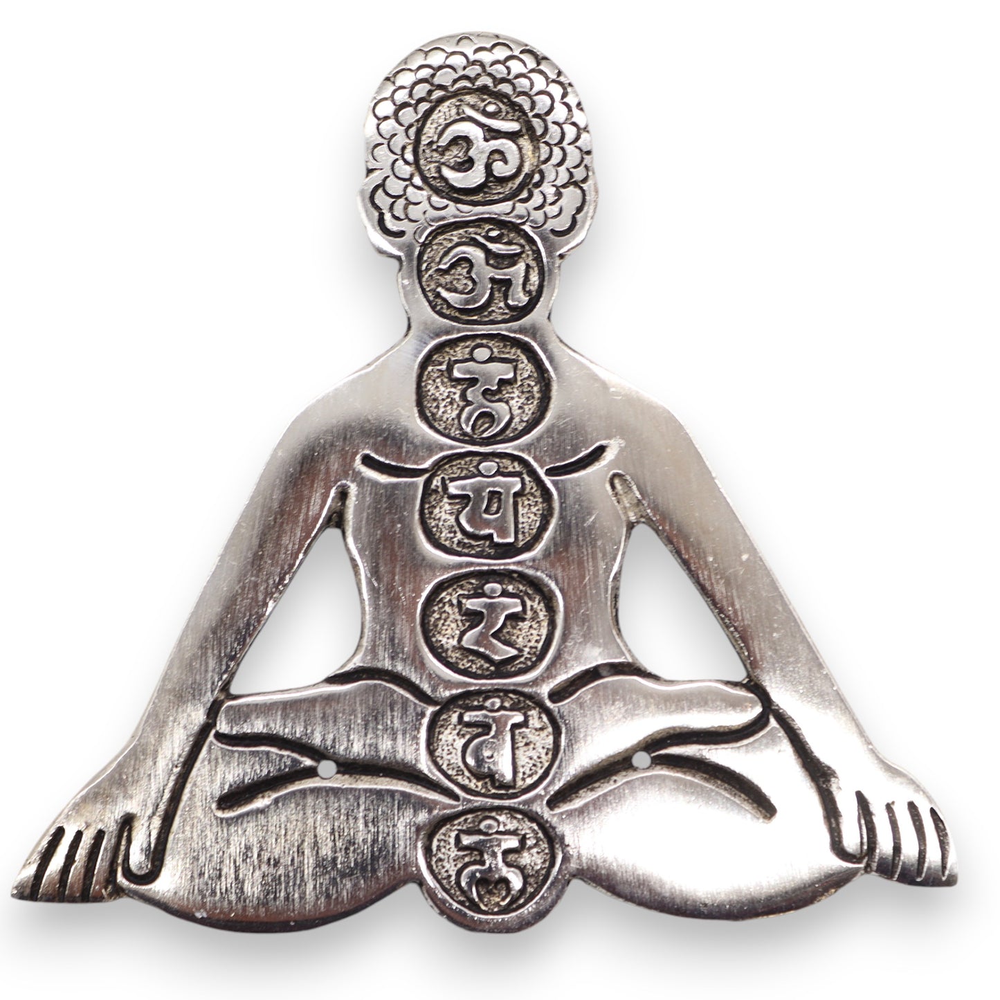 Polierter Aluminium-Sieben-Chakra-Yoga-Räucherstäbchenhalter, 12 x 12 cm