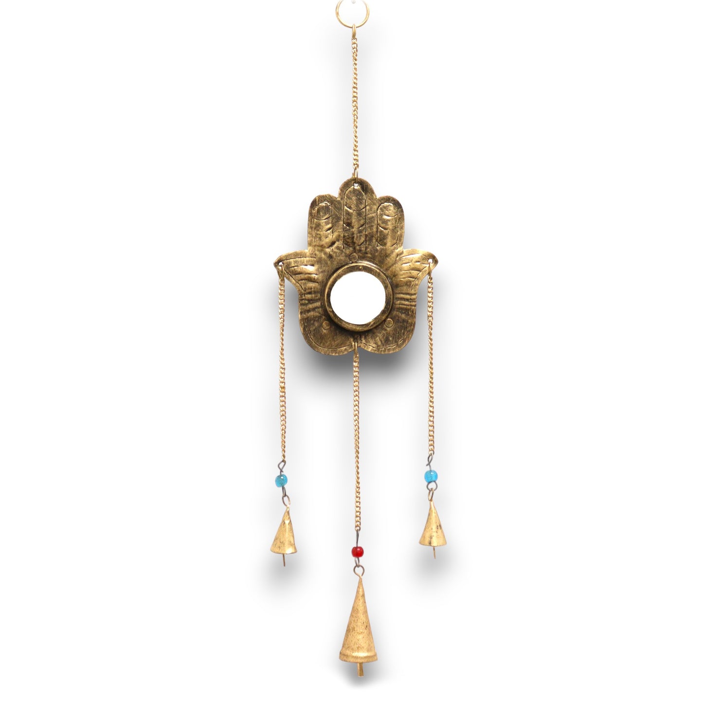 Indisches Glockenspiel – Hamsa Sm Mirror 3 Glocken – 14 x 55 cm
