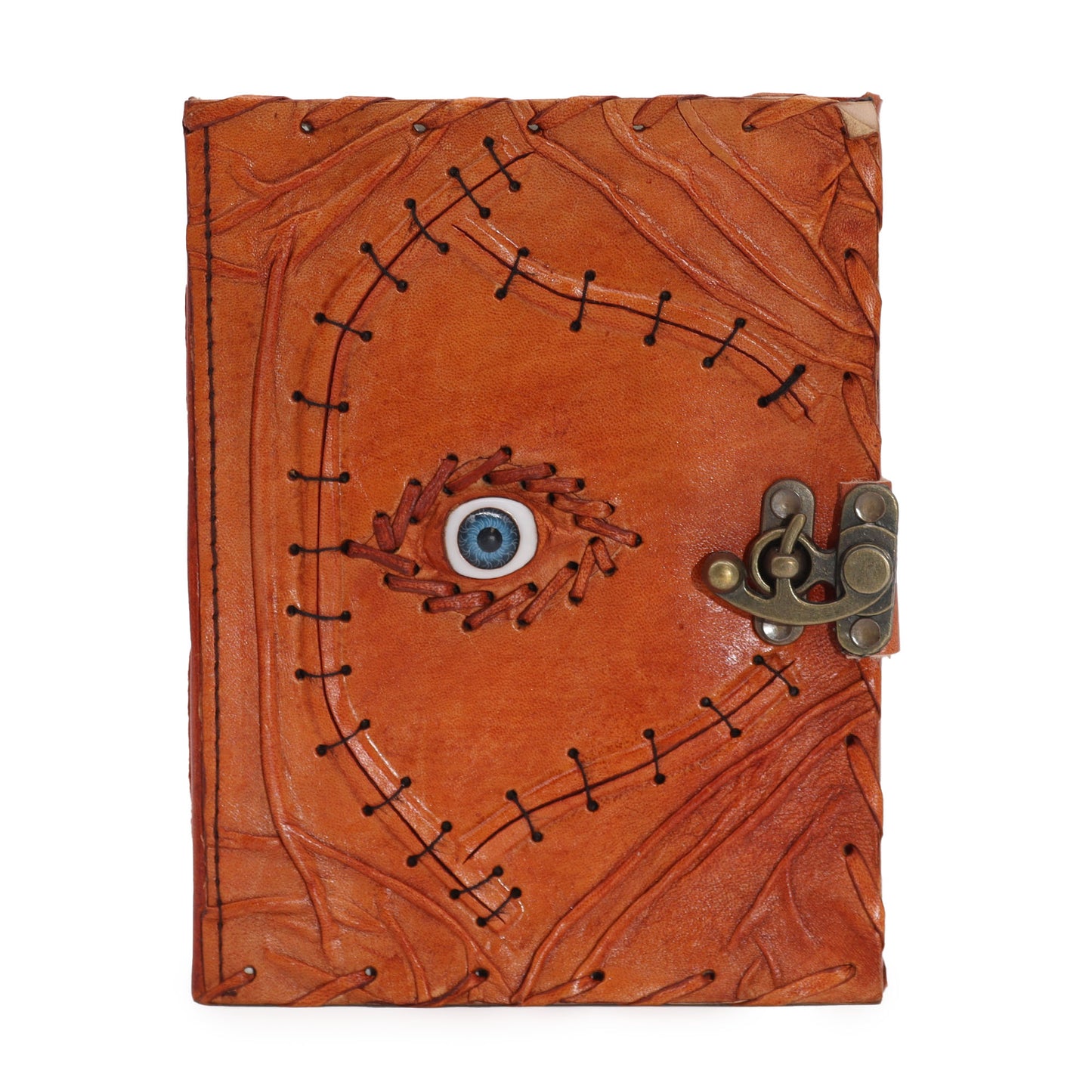 Light Brown Tan Book - Evil Eye Decor - 160 Deckle Edged Pages - 20 x 15cm