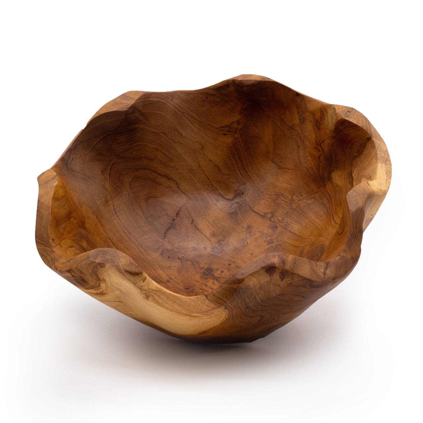 Medium fruit bowl made of smooth teak – 21 x 9 cm