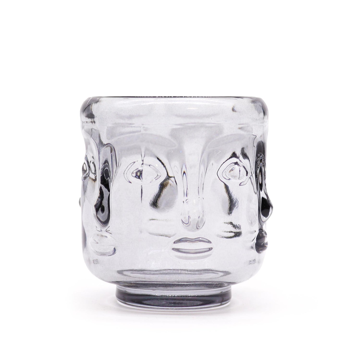 Set of 2 Buddha Faces Candle Jar - Midnight Grey
