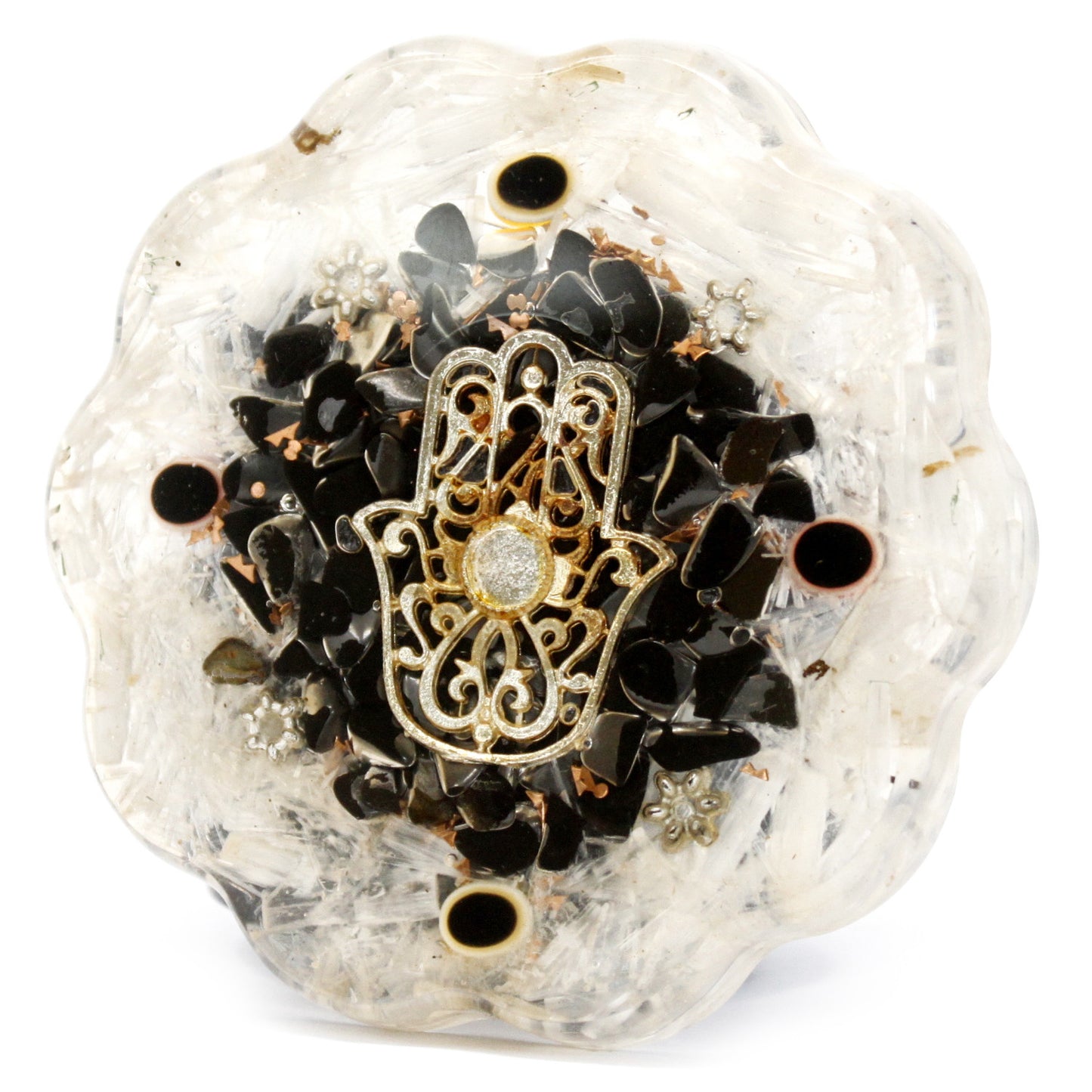 Orgonite Schreibtisch-Kraftpakete - Hamsa mit Sellonit