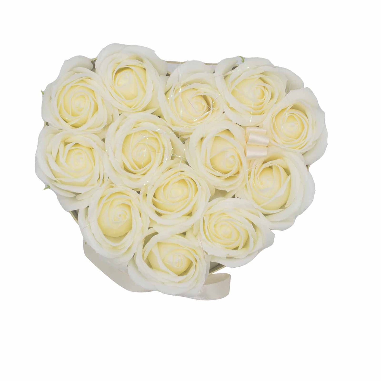 Seifenblumen Geschenks Bouquet - 13 Cream Rosen - Herz