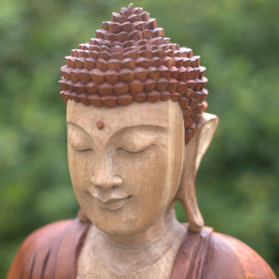 Handgeschnitzte Buddha-Statue – 80 cm. Willkommen