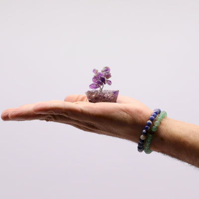 Mini-Edelsteinbäume auf Orgonitbasis - Amethyst (15 Steine)