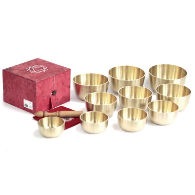Set mit 10 Bell-Metallschalen