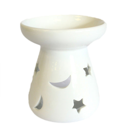 Large classic white fragrance lamp – Moon and Star