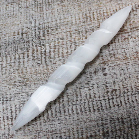 Selenit-Spiralstäbe – 16 cm (beide Enden spitz)