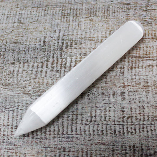 Selenitstab – 16 cm (Spitze an einem Ende)