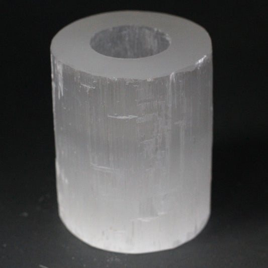 Zylinderkerzenhalter aus Selenit – 10 cm