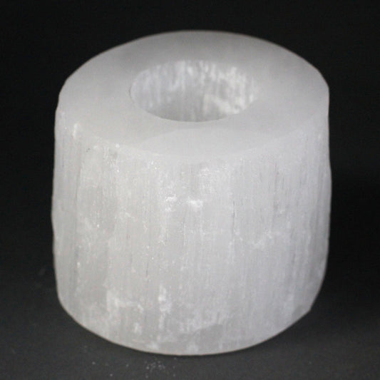 Zylinderkerzenhalter aus Selenit – 8 cm