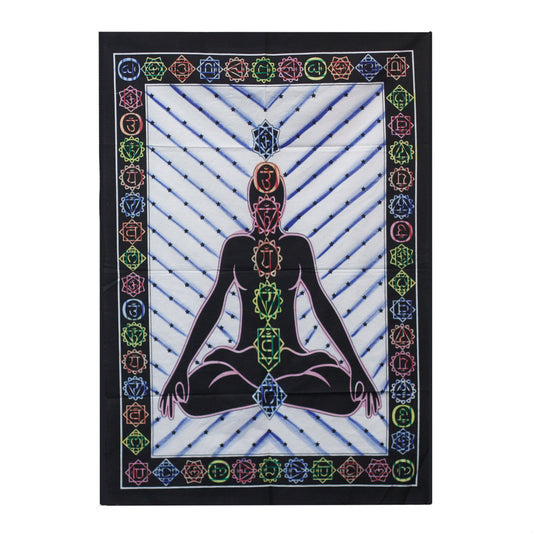 Handgebürstete Baumwoll-Wandkunst – Chakra-Buddha
