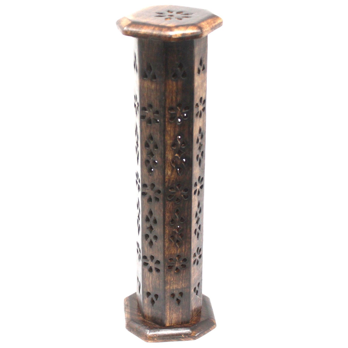 Hexagonal smoking tower made of mango wood