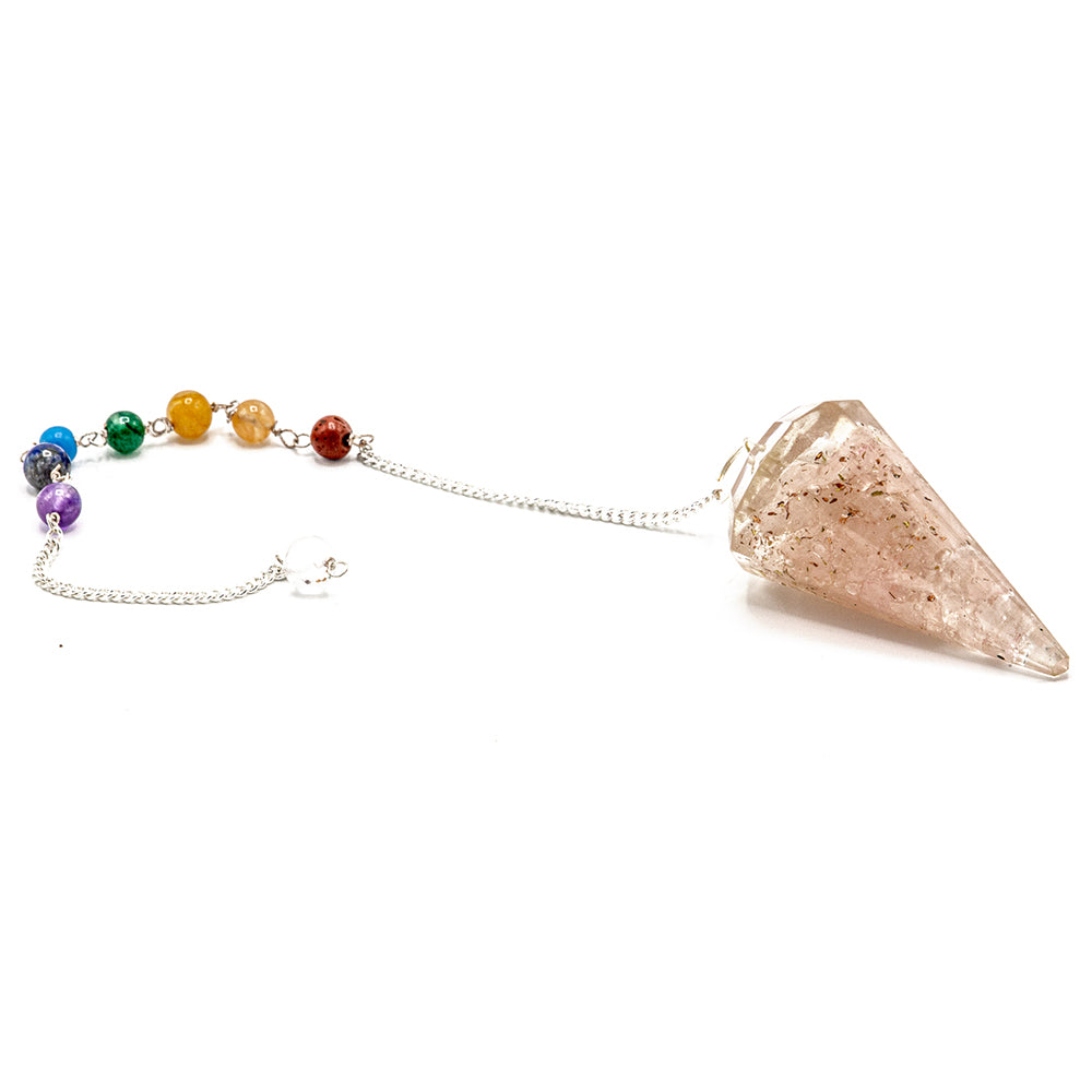 Orgonit-Power-Chakra-Pendel – Rosenquarz