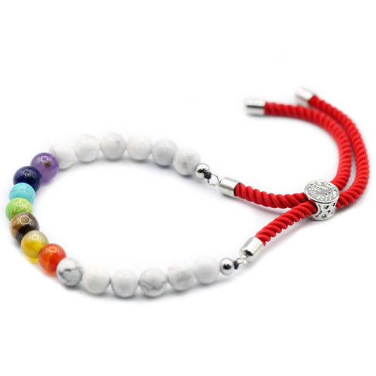 925 versilbertes Edelstein-Royal-Armband – weißes Howlith-Chakra