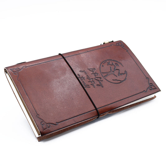 Handgefertigtes Ledertagebuch – Be the Change – Braun (80 Seiten)
