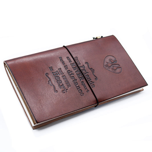 Handgefertigtes Ledertagebuch – True Friends – Braun (80 Seiten)