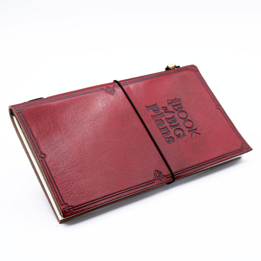Handgefertigtes Ledertagebuch – Kleines Buch mit großen Plänen – Rot (80 Seiten)