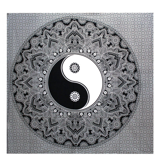 B&W Doppel-Tagesdecke aus Baumwolle + Wandbehang – Ying Yang