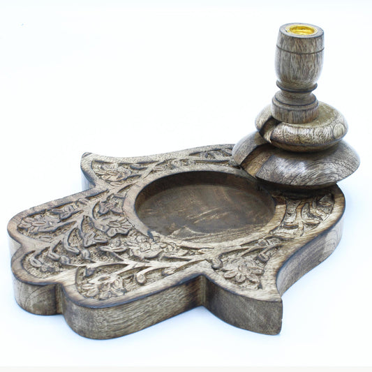 Großer Mangoholz-Rückflussbrenner – Hamsa