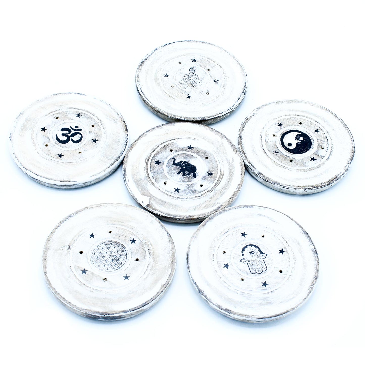 White Washed Räucherstäbchenhalter – Kegel und Räucherscheibe