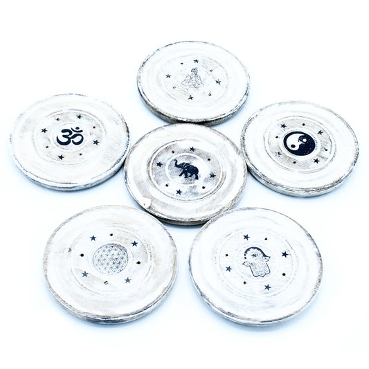 White Washed Räucherstäbchenhalter – Kegel und Räucherscheibe