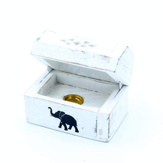 Weiß gewaschener Räucherstäbchenhalter – Kegelrauchbox 8 cm