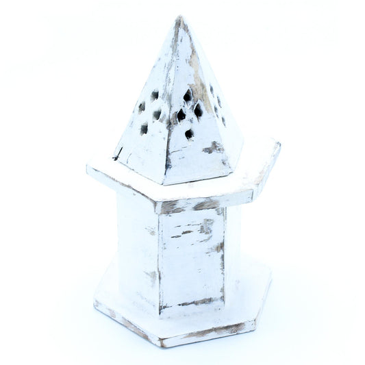 White Washed Räucherstäbchenhalter – Pyramiden-Minihaus